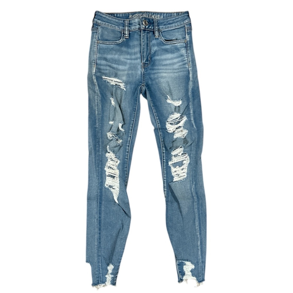 American Eagle Jeans Size 2 High Rise Jegging Super Stretch X Distressed